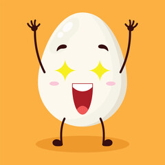 cute excited expression of egg character