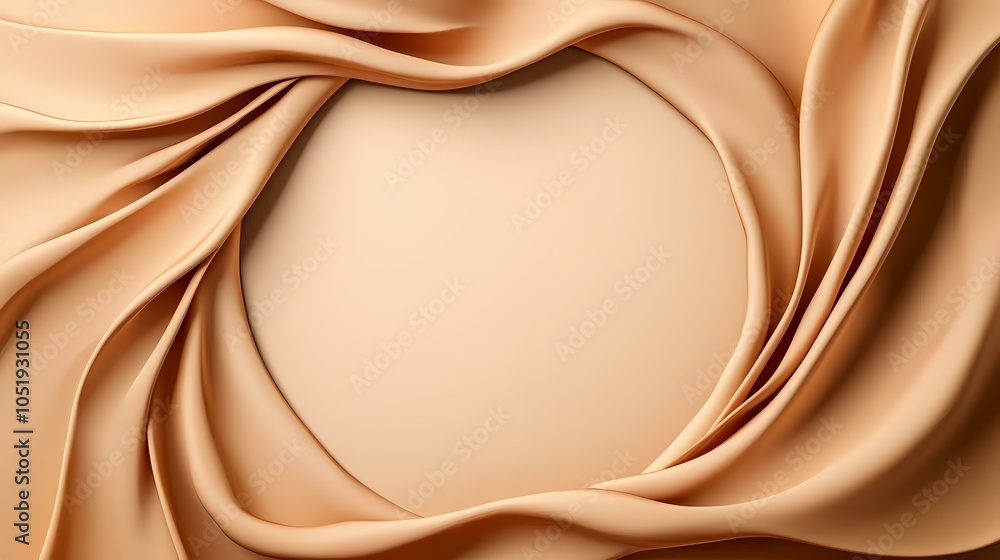 Poster the image shows a beige fabric draped in soft curves around a central blank space.
