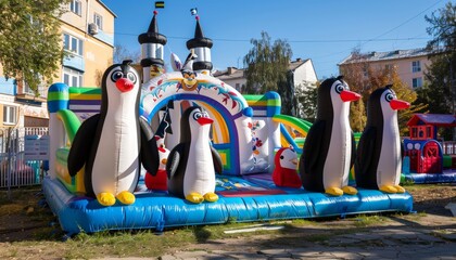 Crazy Penguin: Belgorod's Inflatable Playground for Children on Popova Street