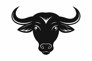 African Buffalo Head Silhouette, African Buffalo Head and Horns Clipart Vector