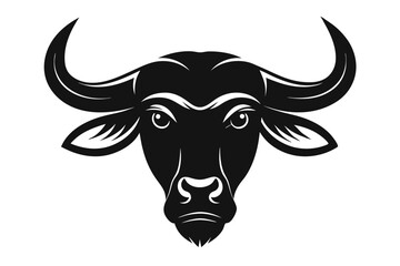 African Buffalo Head Silhouette, African Buffalo Head and Horns Clipart Vector