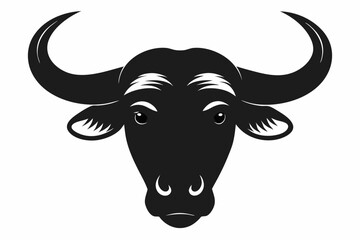 African Buffalo Head Silhouette, African Buffalo Head and Horns Clipart Vector