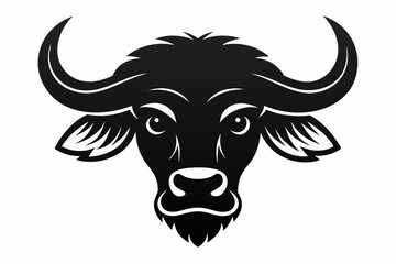 African Buffalo Head Silhouette, African Buffalo Head and Horns Clipart Vector