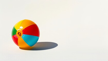 Fototapeta premium Summer Fun: Vibrant Beach Ball Against a Serene White Background