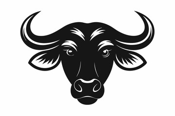 African Buffalo Head Silhouette, African Buffalo Head and Horns Clipart Vector