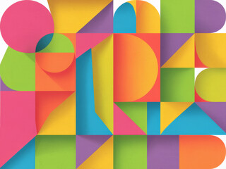 Obraz premium Vibrant geometric abstract art with bold colorful shapes and patterns