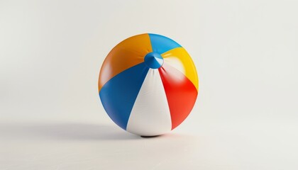 Fototapeta premium Vibrant Beach Ball Pops Against Pure White Background - AR 7:4
