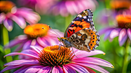 Butterfly on a flower petal background 