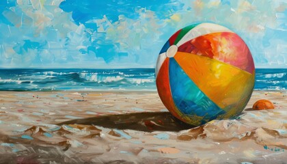 Obraz premium Bringing the Summer Vibes: Beach Ball -ar 7:4