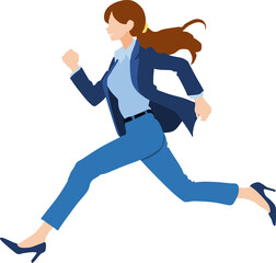 走るビジネスウーマンのイラスト
