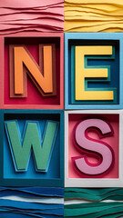 Fototapeta premium Colorful layered paper cutout letters spelling 