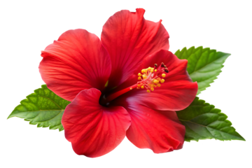 red hibiscus on white background.AI GENERATED