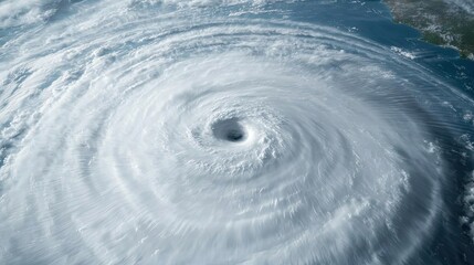 Hurricane cyclone swirling over ocean, dramatic weather phenomenon