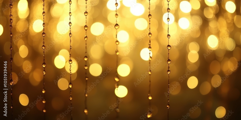 Poster Golden Bokeh Background with Droplets of Light