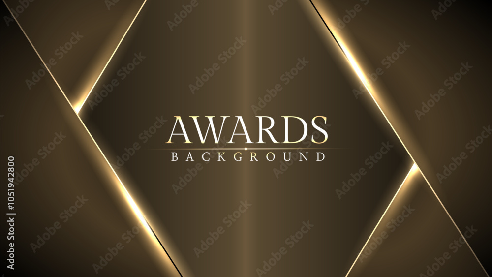 Wall mural award luxury elegant gold glowing line with lighting effect sparkle on black awards graphics backgro