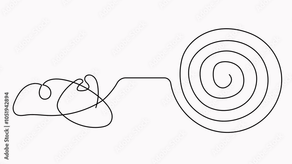 Poster chaos and mess circle continuous line drawn animation. psychotherapy linear concept video. animated 