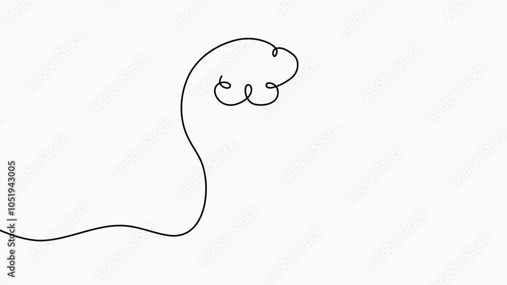 Poster head with brain continuous line drawing animation. mental health concept animated video.