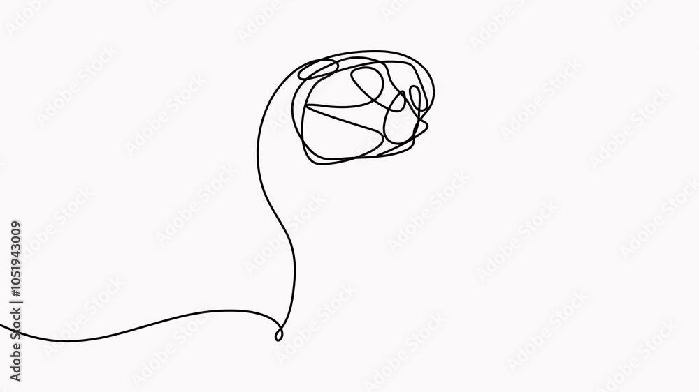 Aufkleber head with mess line inside continuous line drawing. mental health concept animated video.