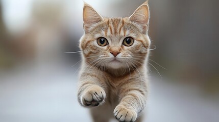 a charming british cat poses playfully against a pure white background, showcasing its distinct features and playful demeanor, perfect for cat lovers and pet enthusiasts