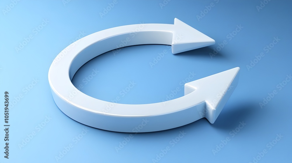 Aufkleber continuous 3d white arrow emerging from circular base for progress and improvement concept