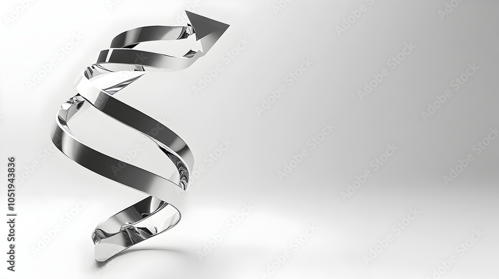 Fototapete silver 3d twisting arrow symbolizing complexity and evolving progress