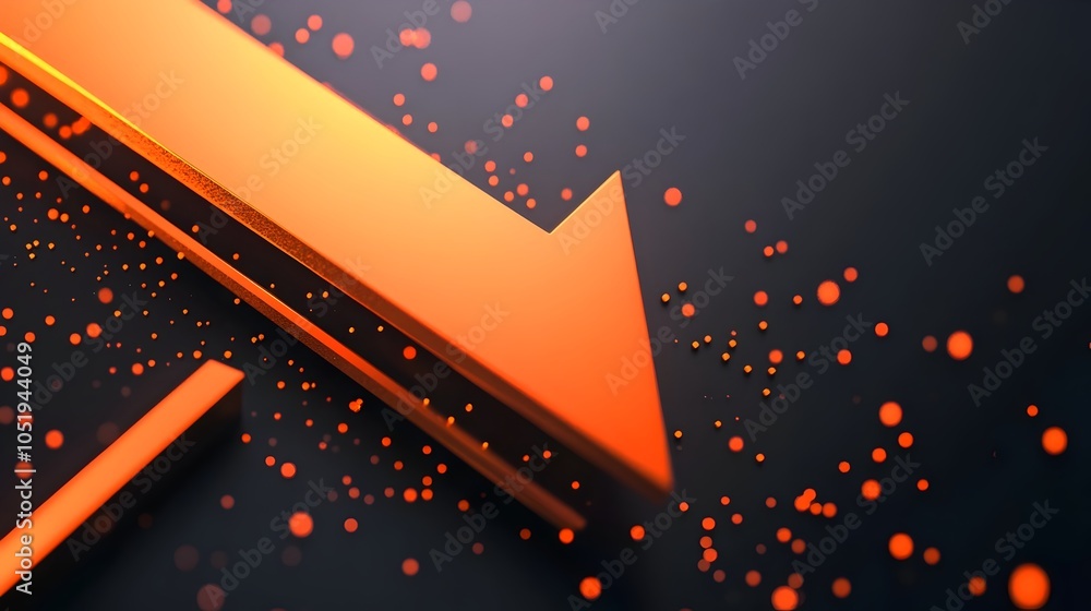 Poster diagonal 3d orange arrow representing dynamic energy and momentum