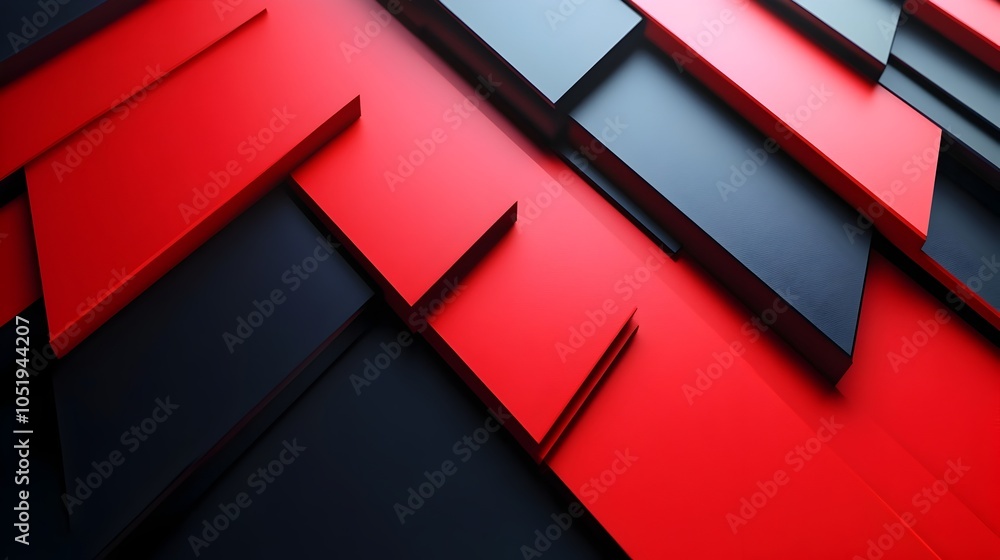 Poster striking red and black 3d arrow with decisive angular design