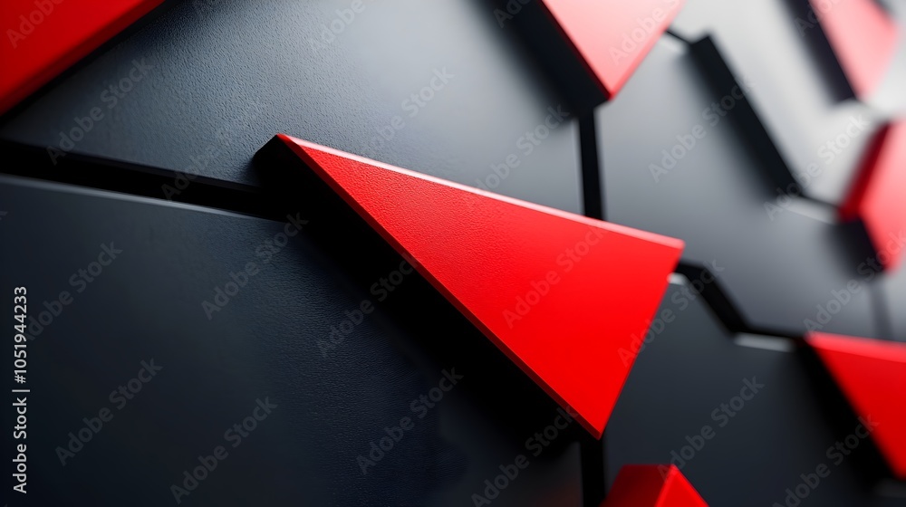 Poster bold red and black 3d arrow representing aggressive movement and decisive action