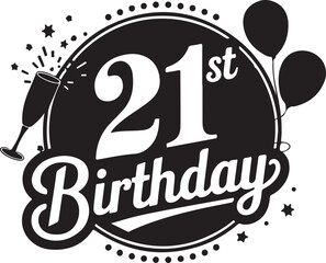 21st Birthday Vector Graphic