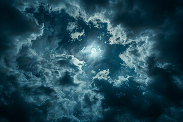 Fototapeta premium Night sky with moon and clouds, high-resolution, professional photograph, super-resolution, megapixel, eyes on the moon,