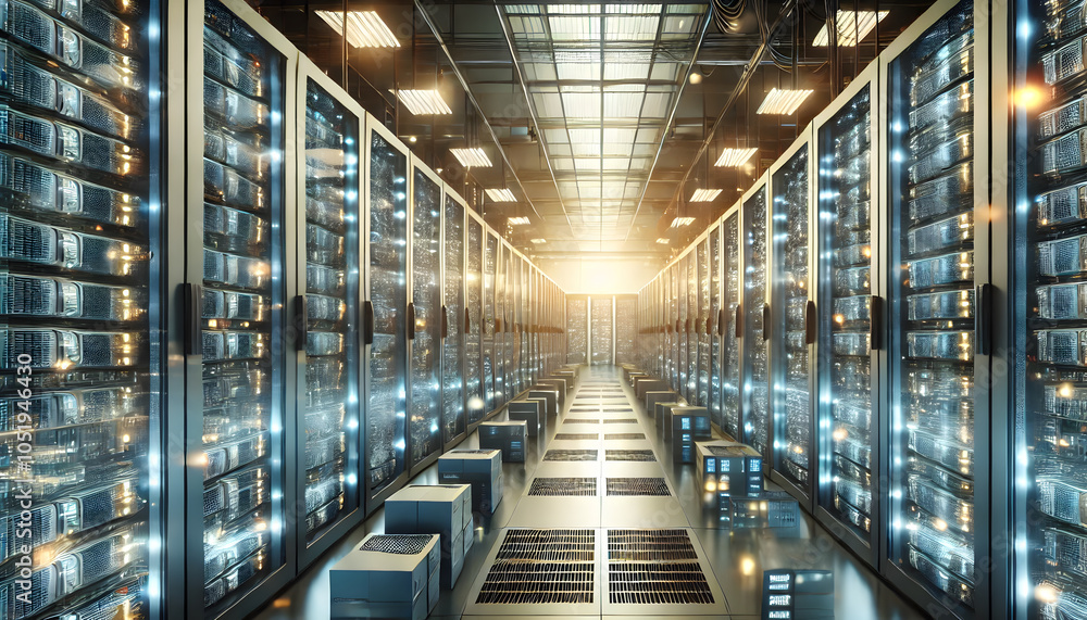 Aufkleber Exploring the future of data storage inside a high-tech server room with advanced infrastructure