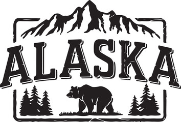 Alaska Wilderness Vector Graphic Retro