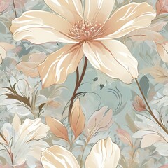 Seamless Soft Abstract Flowers with Light, Gentle Tones