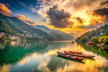 Obraz premium Nainital Lake: A Serene Freshwater Haven in the Kumaon Hills