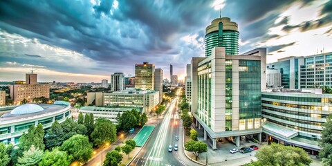Obraz premium Night View of Sandton City, Johannesburg - A Fashion Photography Inspiration for Urban Elegance