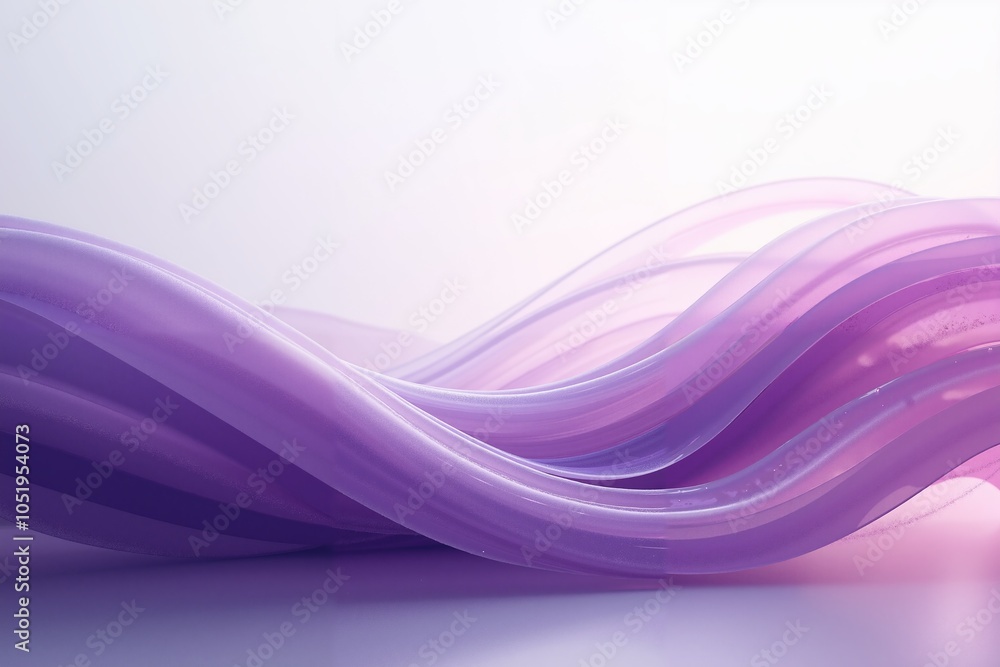 Poster smooth flowing purple and pink abstract shapes creating a sense of movement and fluidity against a s