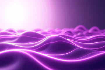 Fototapeta premium smooth wavy purple surface with glowing pink neon lines creating a flowing futuristic aesthetic