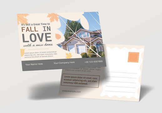 Real Estate Fall Postcard Design Template