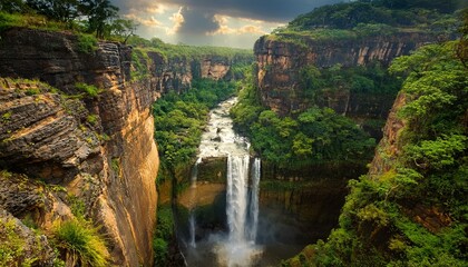 Fototapeta premium Cascada en medio de un bosque