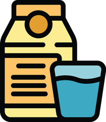 This vector illustration features a protein shake bottle and a glass filled with water, ideal for fitness and nutrition projects