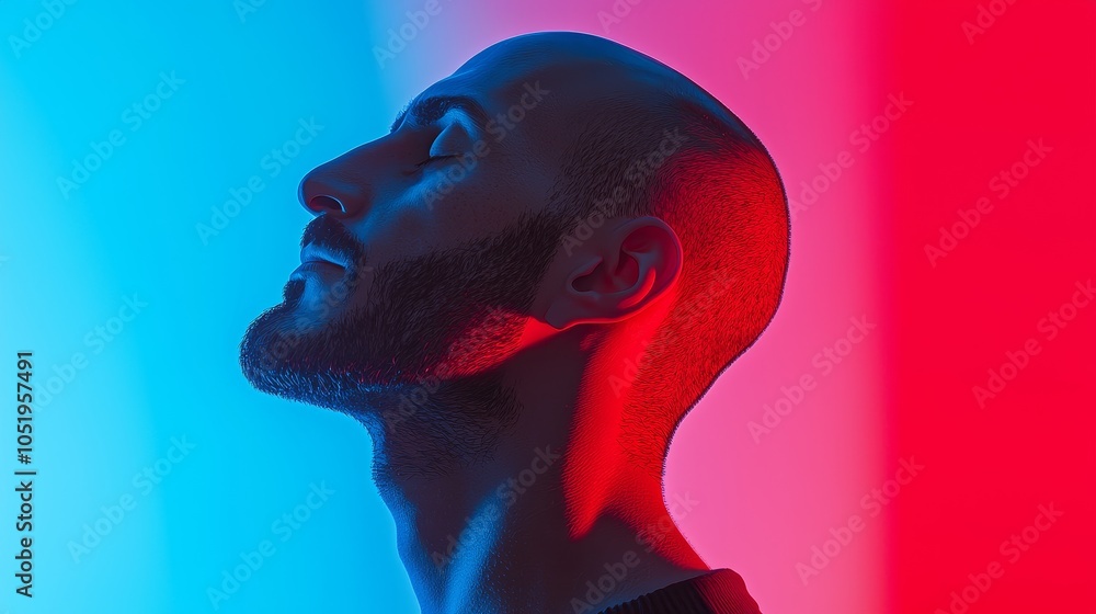 Poster exploring the depths of emotions through colorful contrast a portrait of inner reflection and sereni
