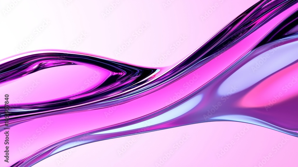 Poster fluid dynamics in a vibrant pink and purple abstract design exploring the intersection of light and 