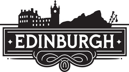 Obraz premium Edinburgh Scotland Typography Sign Illustration
