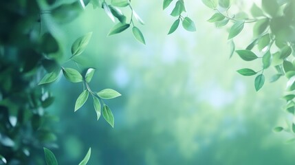 Beautiful nature view green leaf on blurred greenery background under sunlight with bokeh and copy space using as background natural plants landscape, ecology wallpaper concept