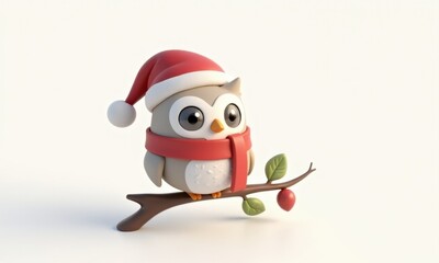 Obraz premium 3D cartoon Christmas owl
