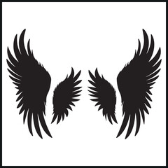 Obraz premium Wings Black Silhouette, badge ,logo