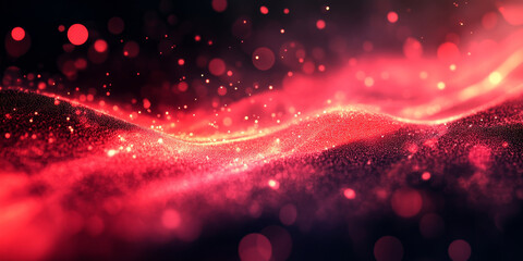mesmerizing abstract background featuring flowing red waves with sparkling particles, creating sense of depth and movement. vibrant colors evoke feeling of energy and dynamism