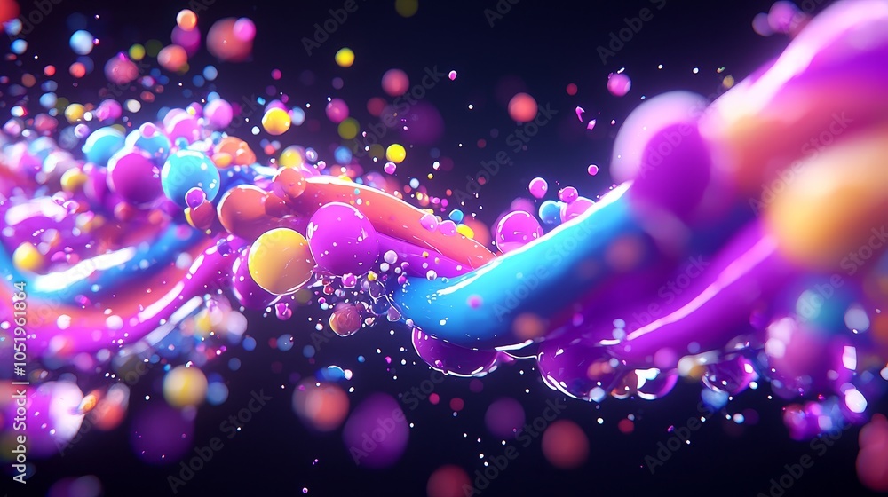 Poster vibrant splash of colorful liquids flowing together in a mesmerizing abstract scene with dynamic mot