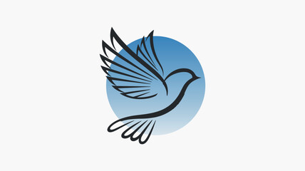 Obraz premium Elegant Abstract Bird Illustration on Blue Gradient Background 