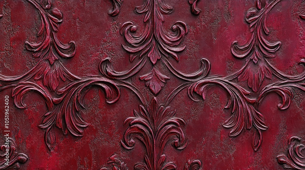 Poster dark red wallpaper texture with an intricate design perfect for creating dramatic backdrops or enhan